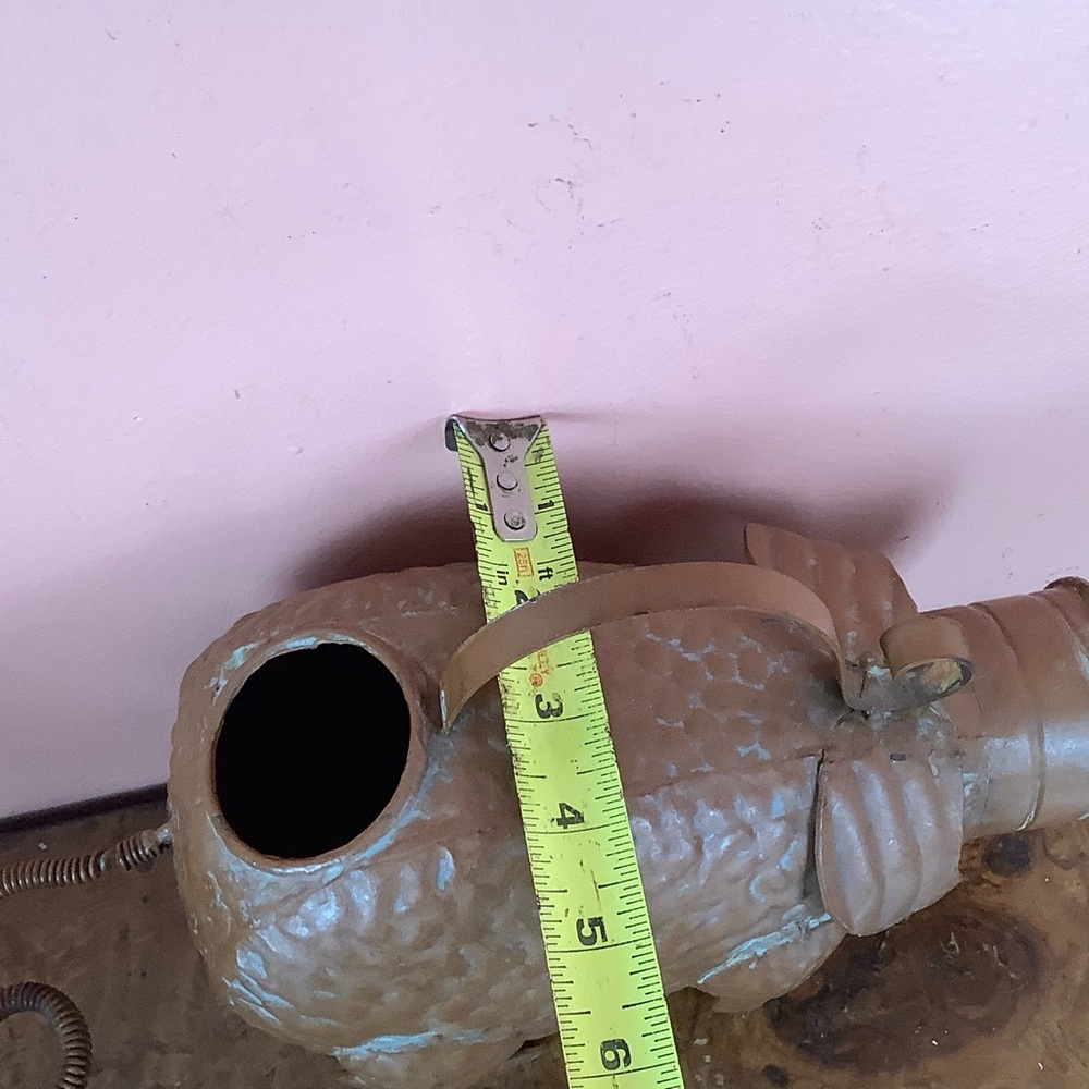 Brown Metal Pig Sculpture Watering Can - Decorative Home Art - Picture 6 of 13